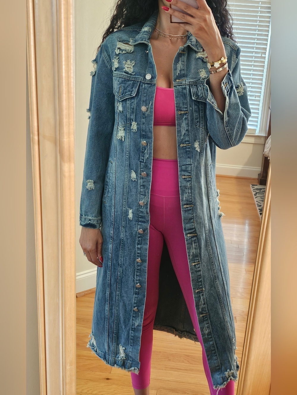 Distressed Denim Maxi Jacket Retail $150 SOLD OUT-akira - Picture 11 of 11